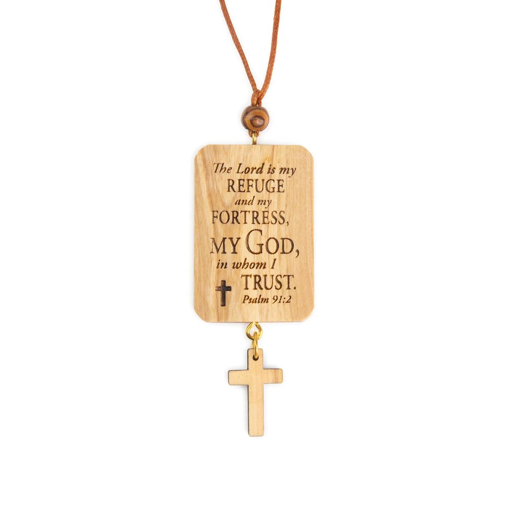 The Lord is My Refuge Olive Wood Home & Car Blessing