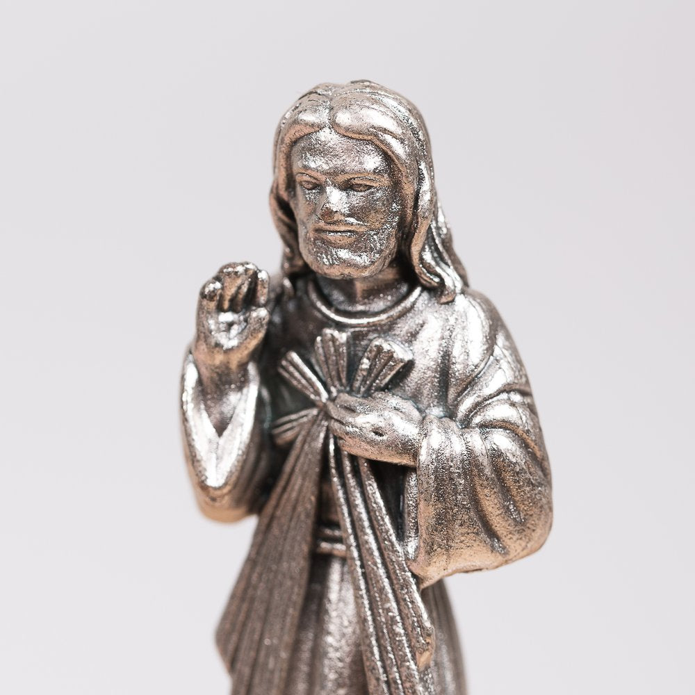 Divine Mercy Figurine on Olive Wood Base - 2.64"