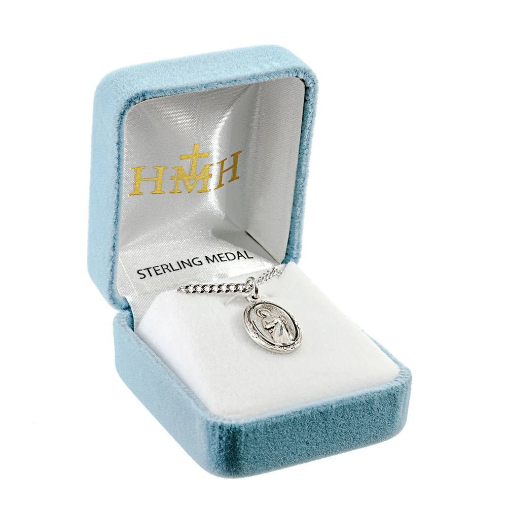 St. Jude Medal Necklace in Floral Setting