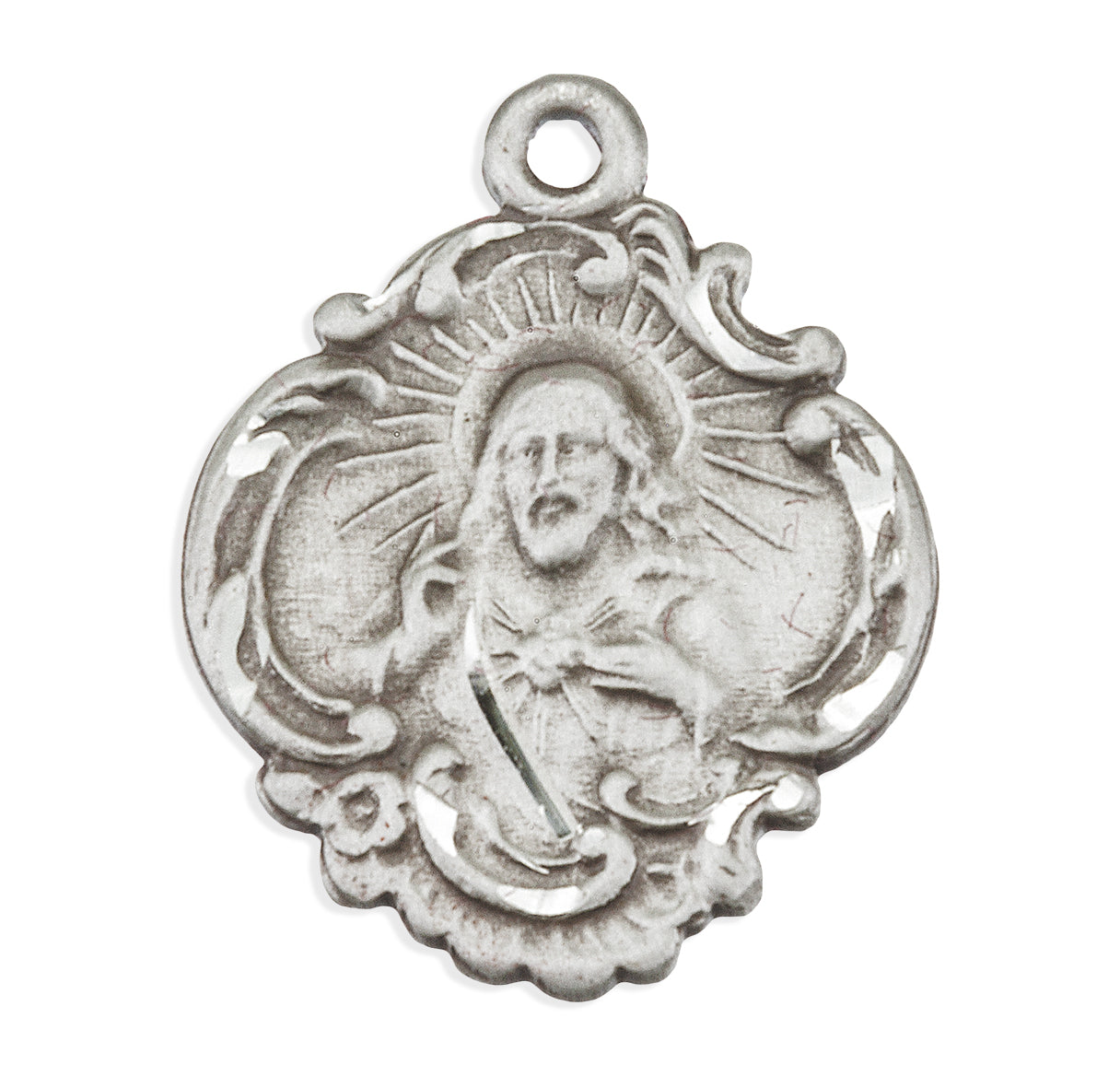 Sterling Silver Baroque Sacred Heart Scapular Necklace