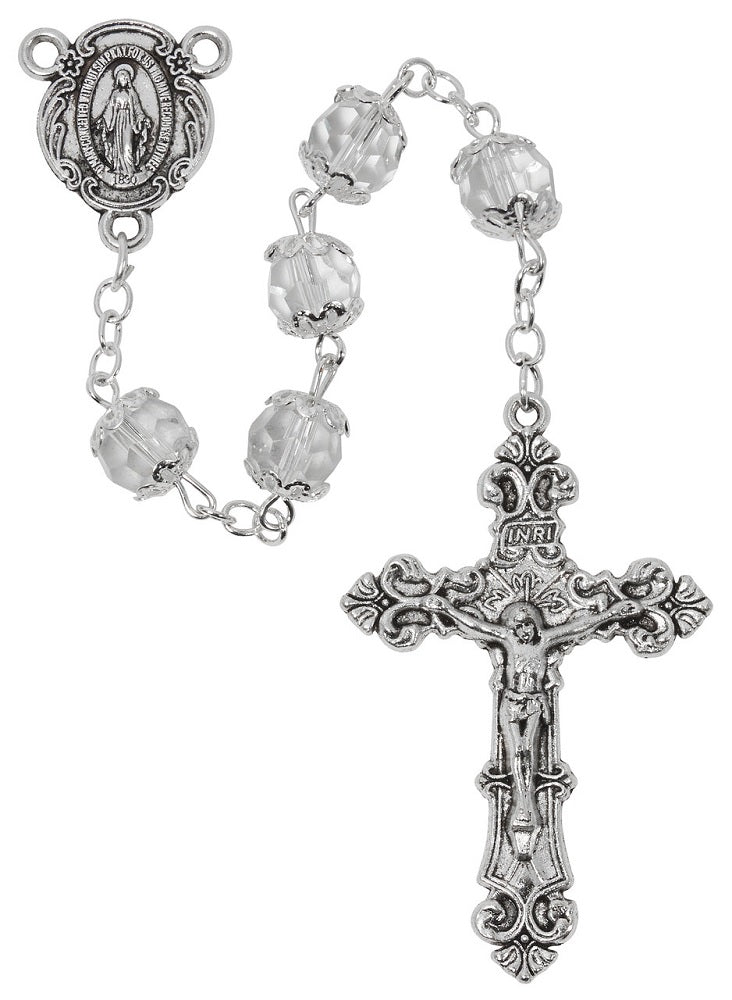 Deluxe Clear Crystal Capped Rosary