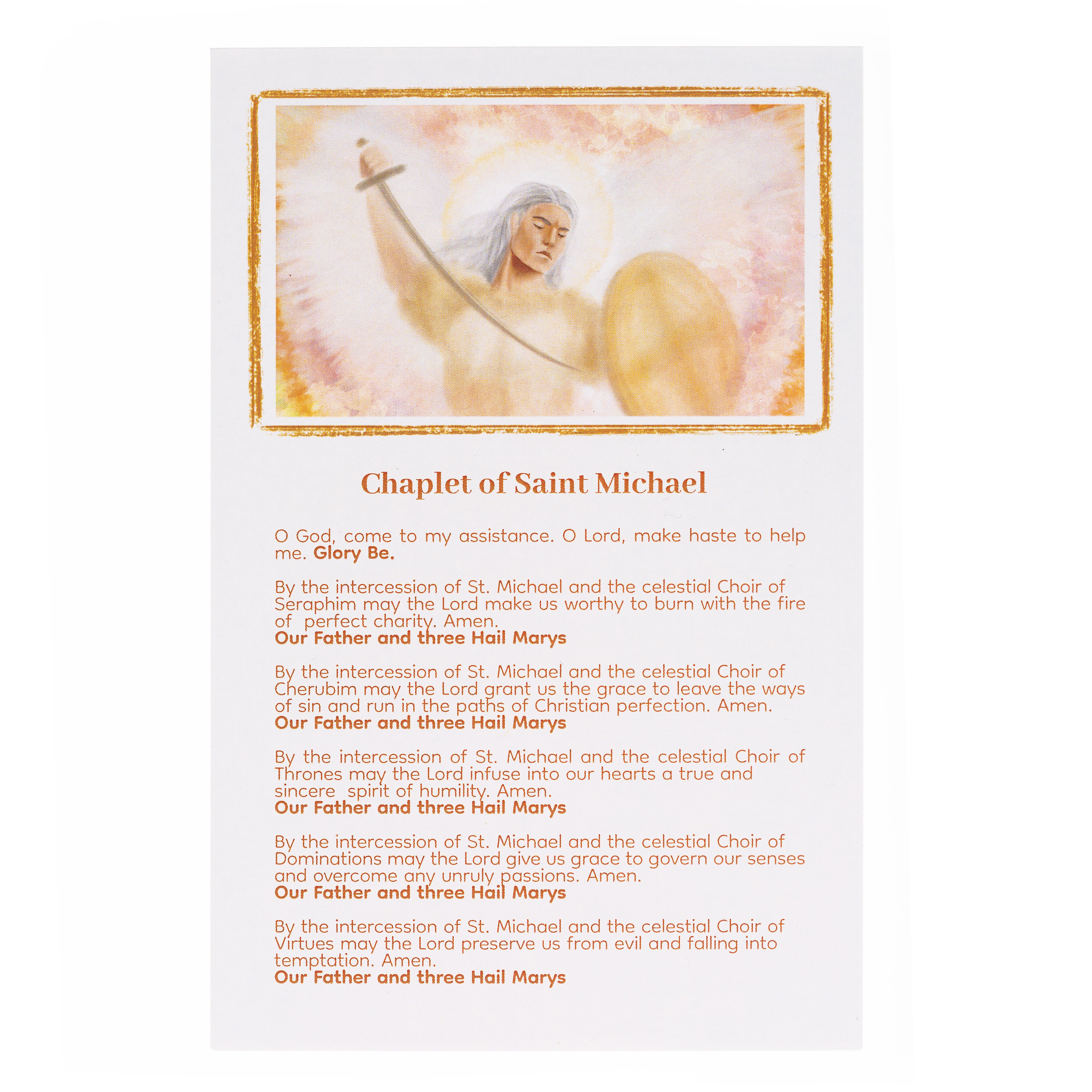 Saint Michael Chaplet Prayer Card
