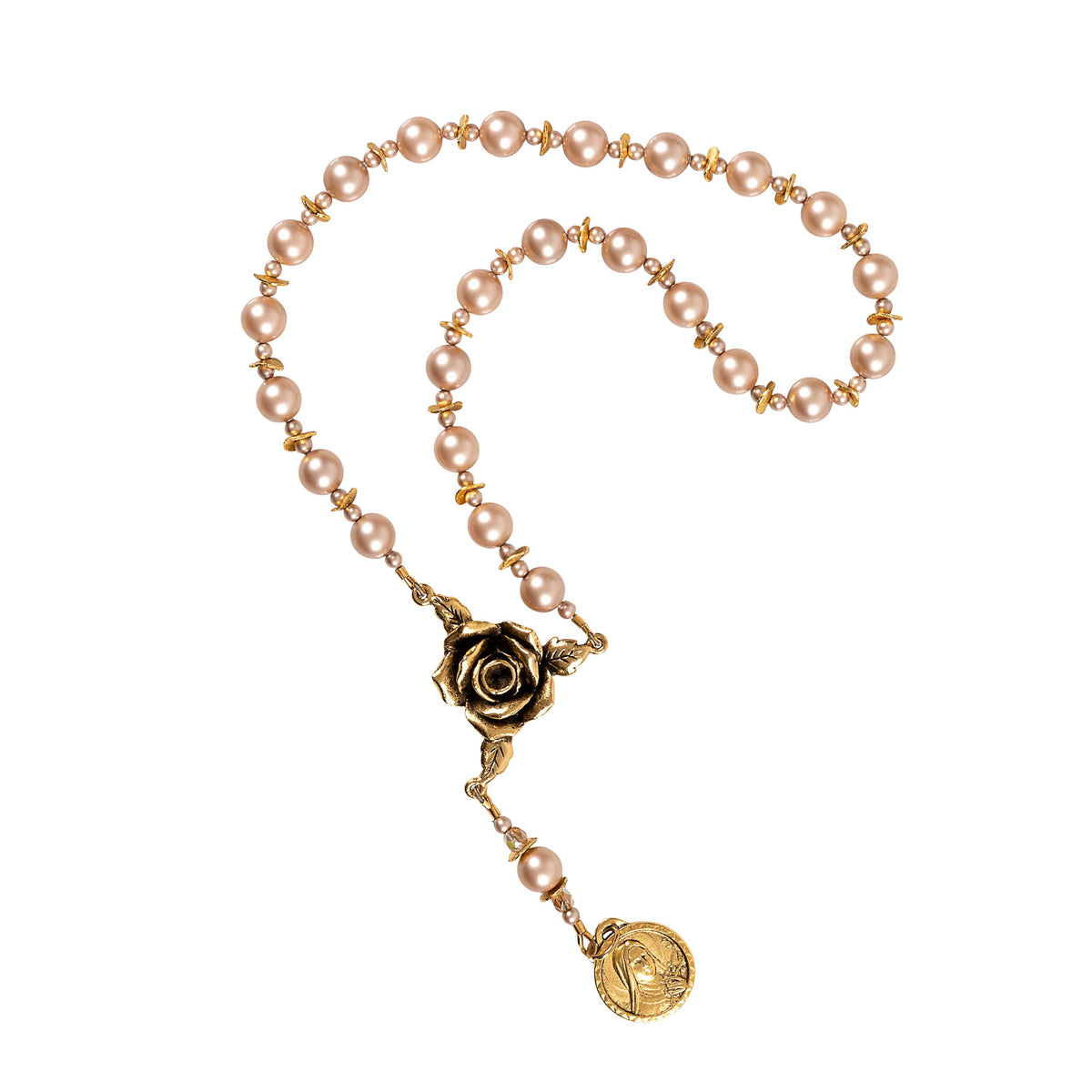 Rose & Antique Gold Chaplet of St. Therese the Little Flower