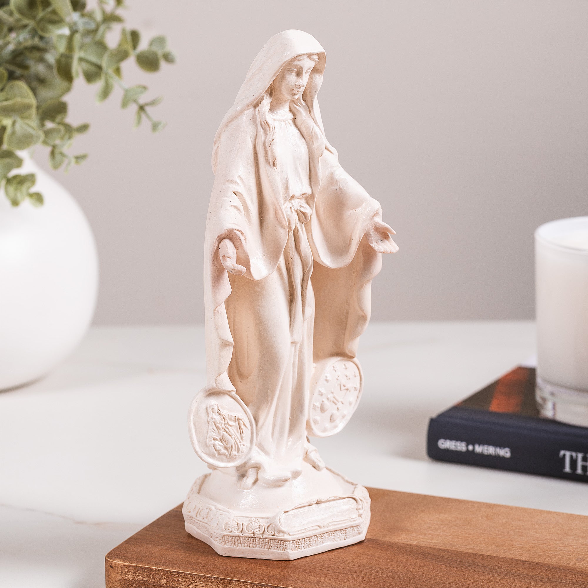 【チョコメルさま】vintage statue ❀ クリアドームと マリアさま Virgin of the Miraculous Medal Statue - White or Hand Painted - 9
