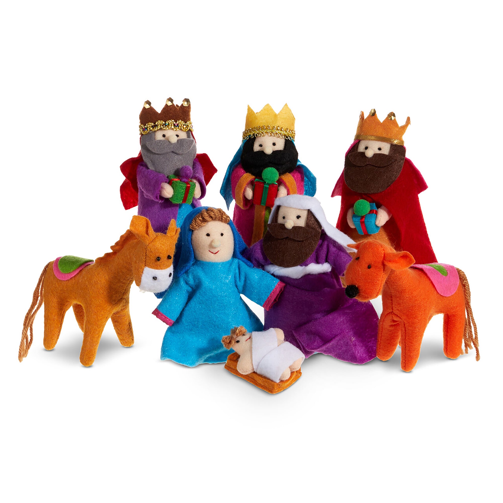 Brightly Colored Felt Nativity Set - 8 Pieces