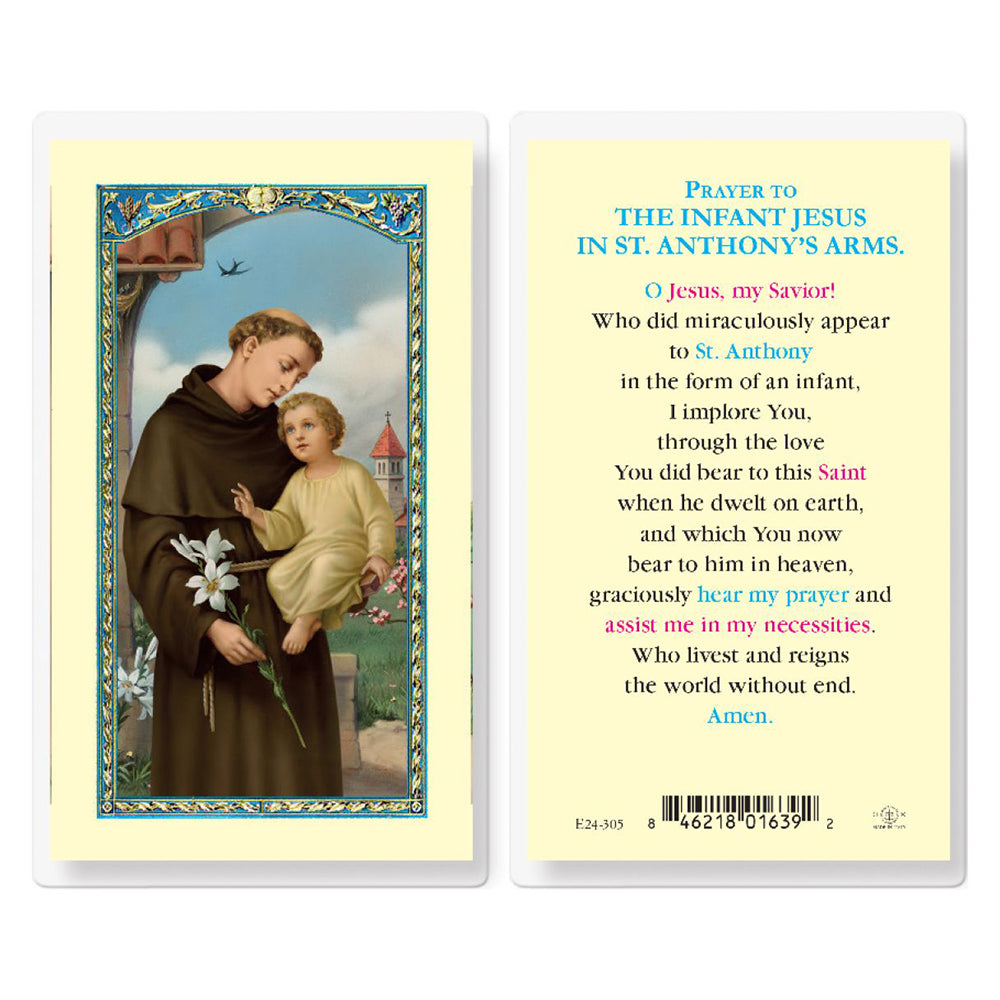 Infant Jesus in St. Anthony's Arms - Prayer Card
