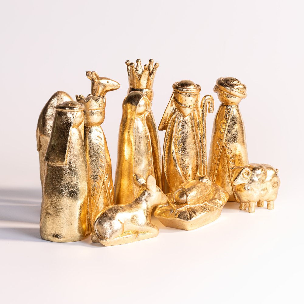 Gold Nativity Ornaments Box Set - 10 Pieces