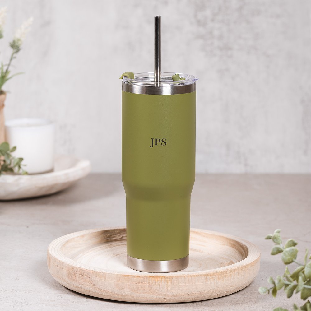 Green St. Padre Pio Stainless Steel Tumbler with Straw