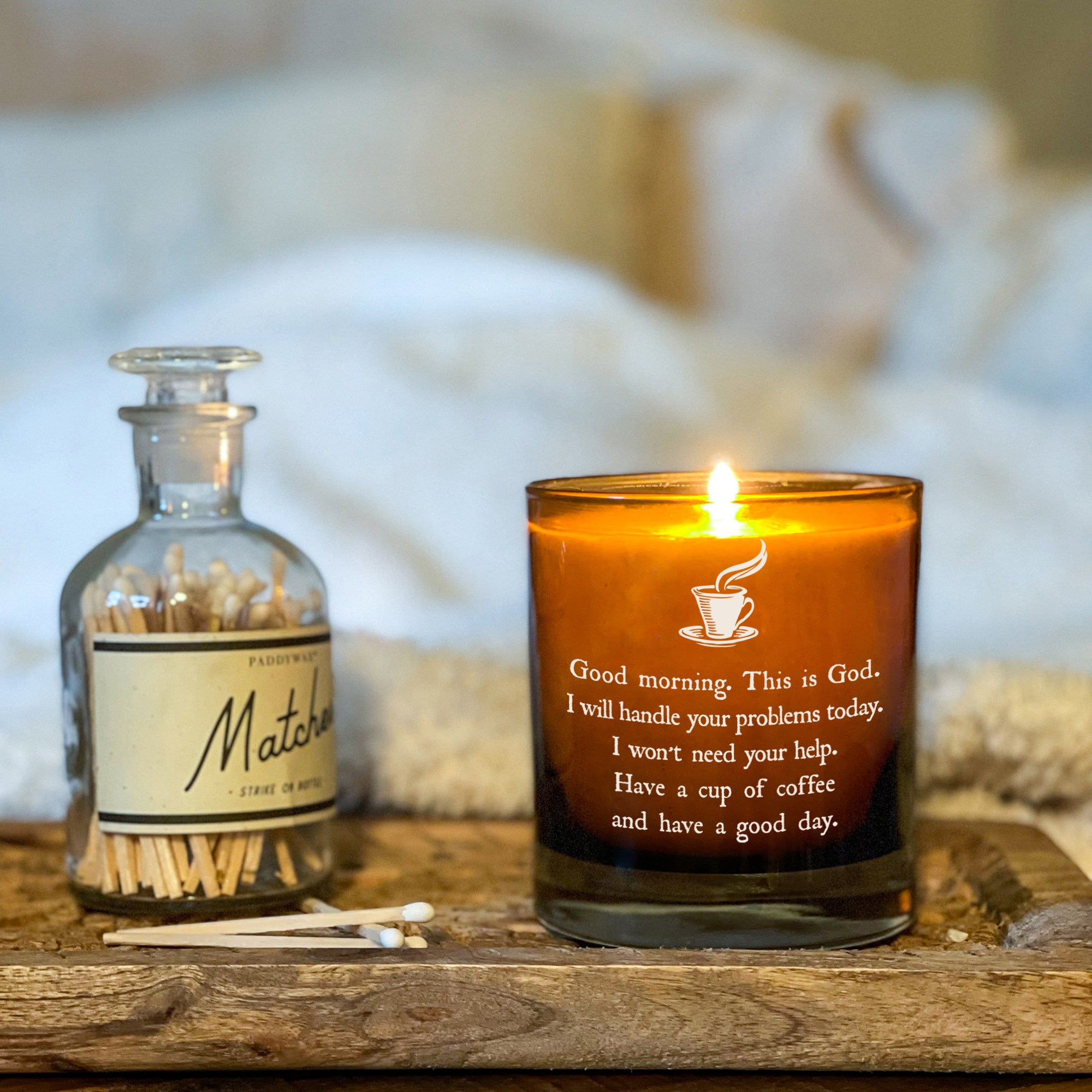 Good Morning From God Coffee Candle