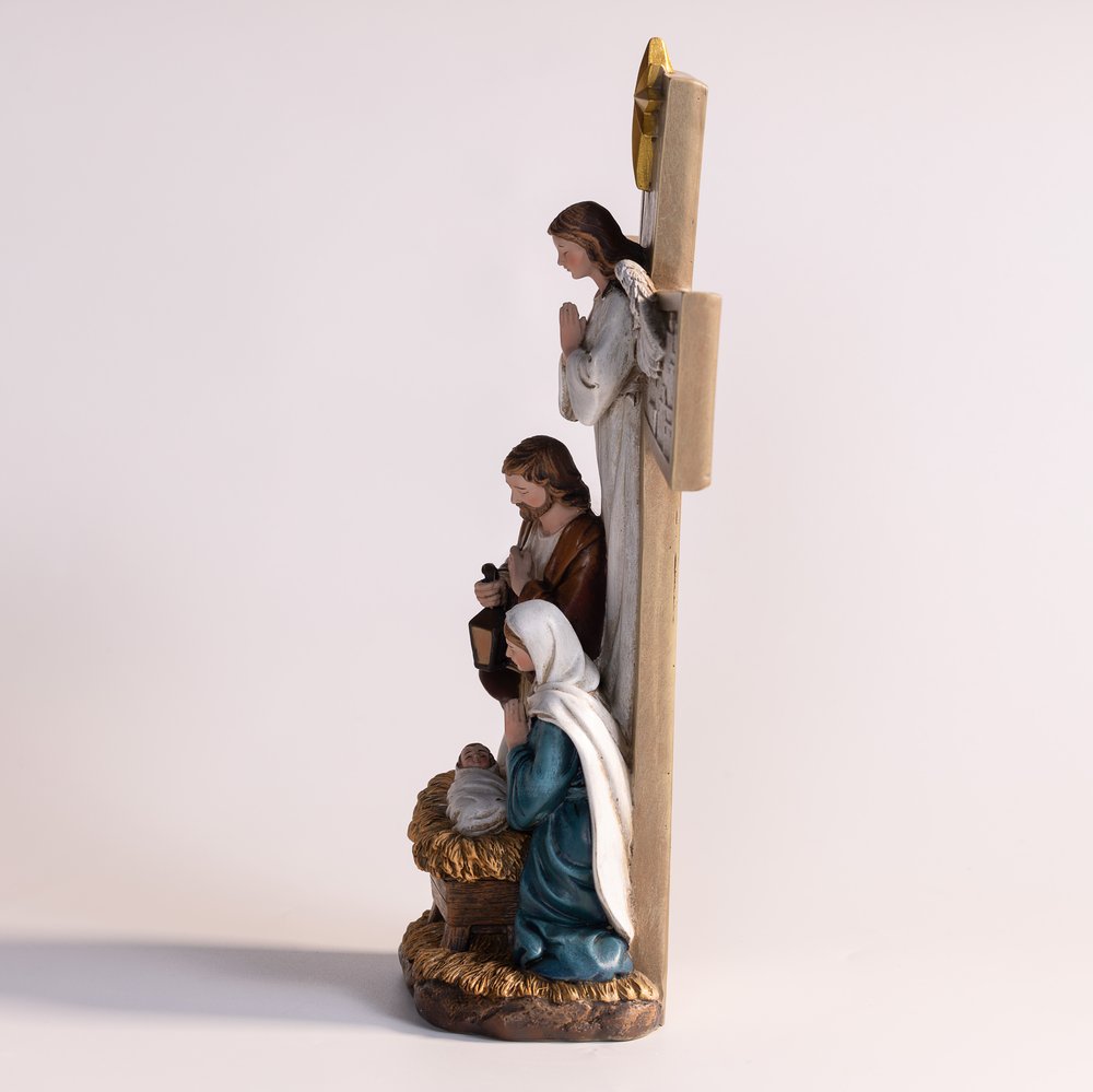 Holy Family at the Cross Nativity Scene - 12" (H)