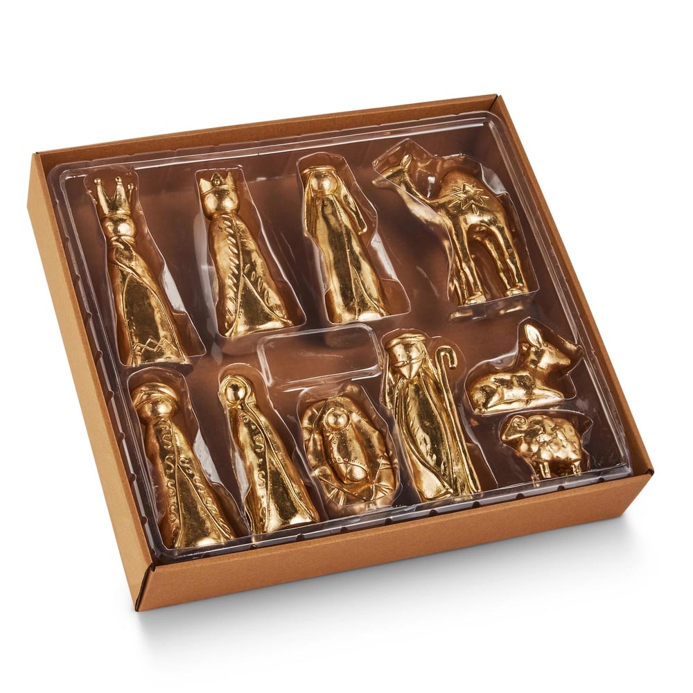 Gold Nativity Ornaments Box Set - 10 Pieces