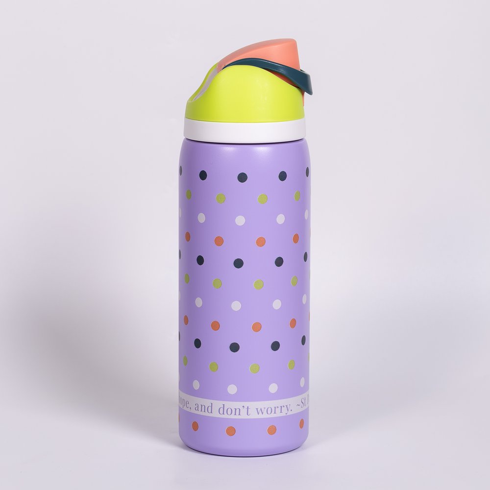 Personalized Don't Worry Polka Dot Water Bottle