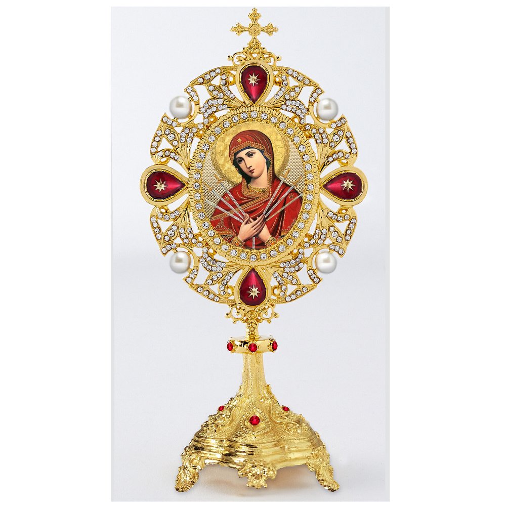 Our Lady of Sorrows Jeweled Reliquary-Style Icon