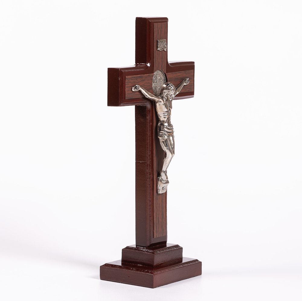 8” Mahogany Tabletop St. Benedict Crucifix