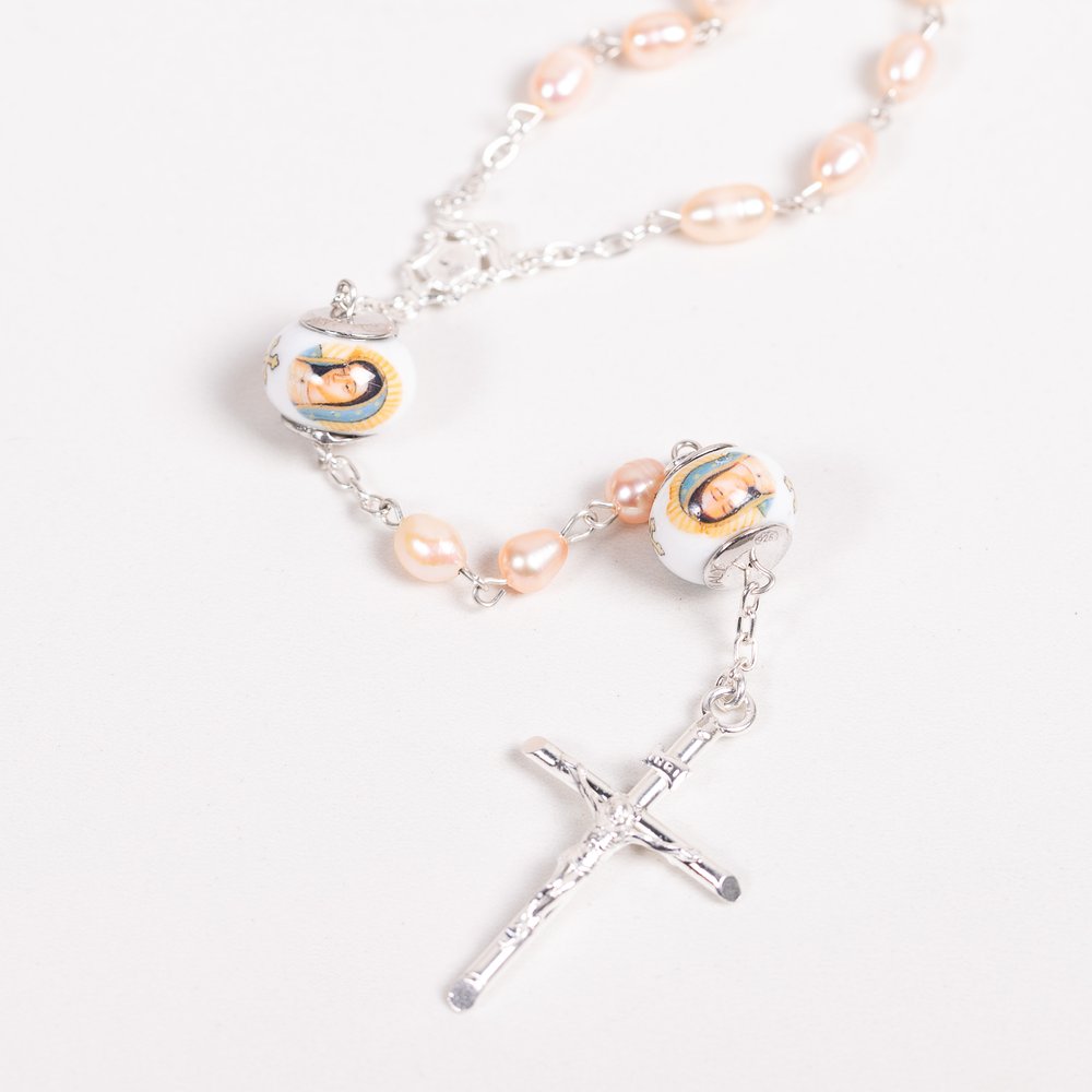 Italian Freshwater Pearl & Our Lady of Guadalupe Rosary