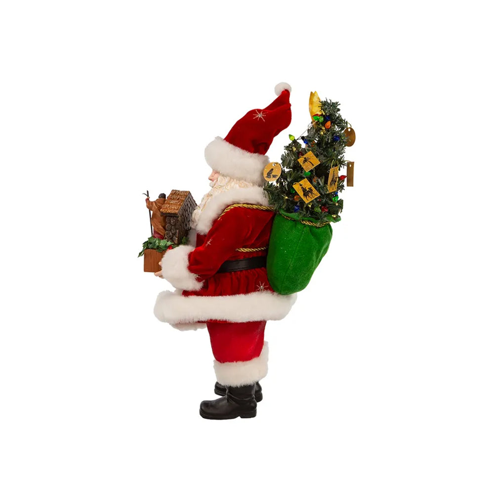Battery Operated LED Santa Holding Nativity Scene - 13"