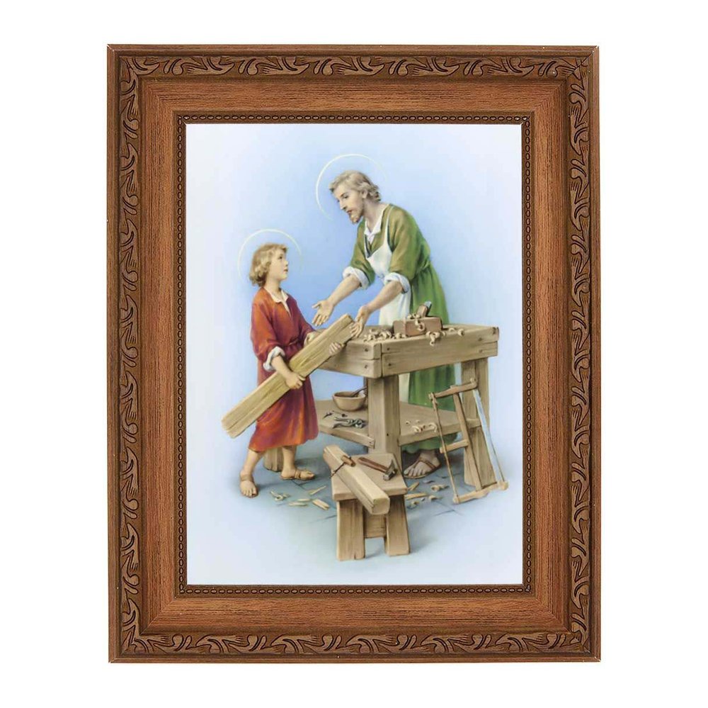 St. Joseph the Worker Mahogany Wood Framed Print