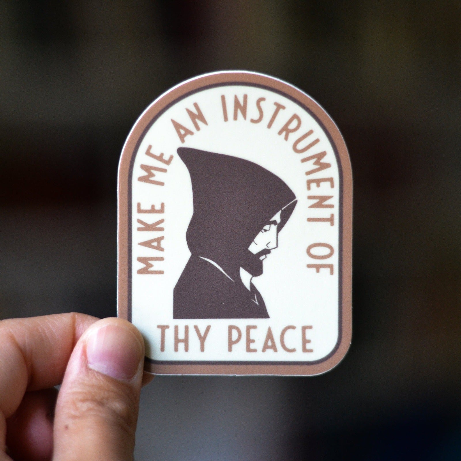 St. Francis Instrument of Thy Peace Vinyl Sticker