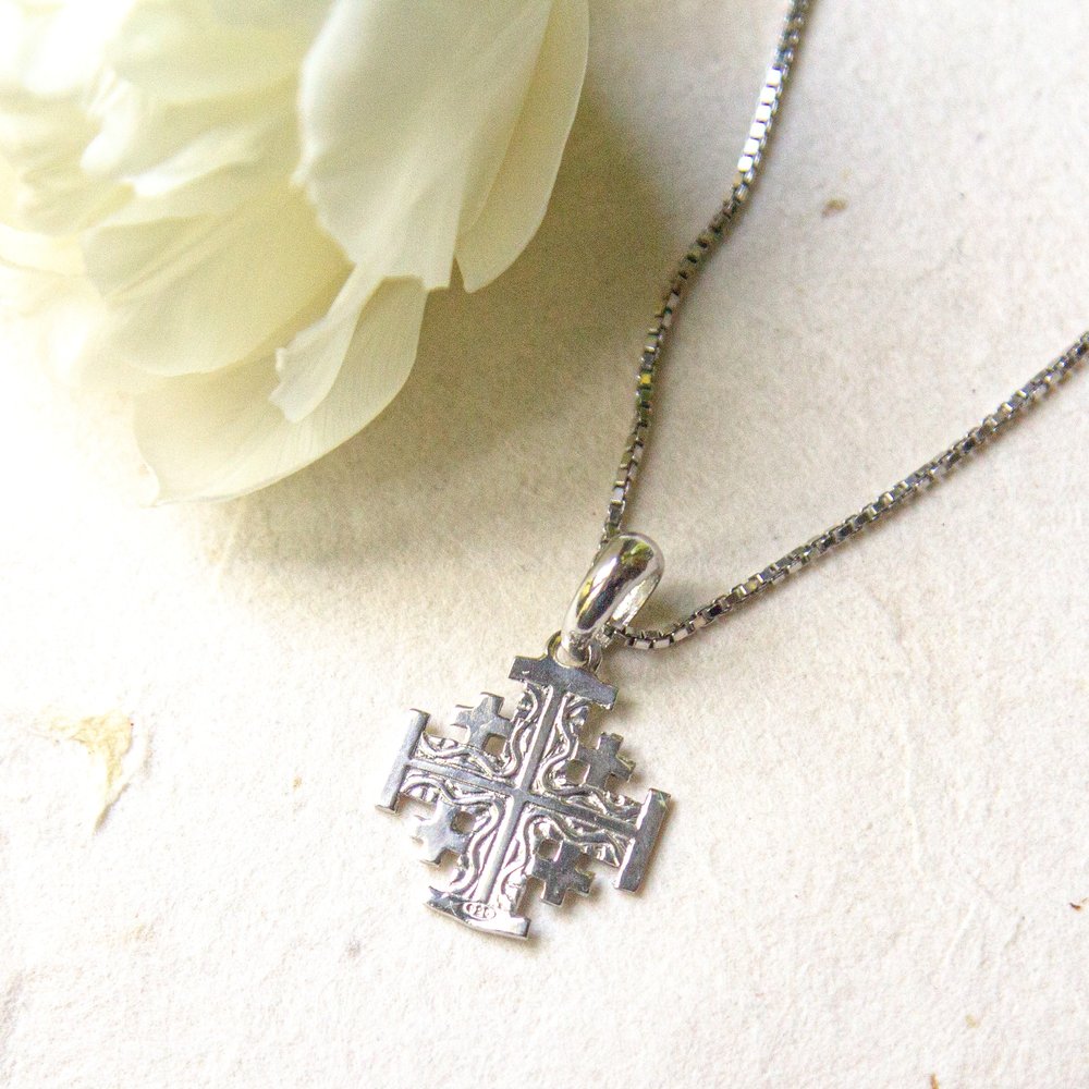 Italian Sterling Jerusalem Cross Necklace