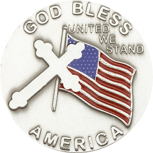 Antique Silver God Bless America Visor Clip