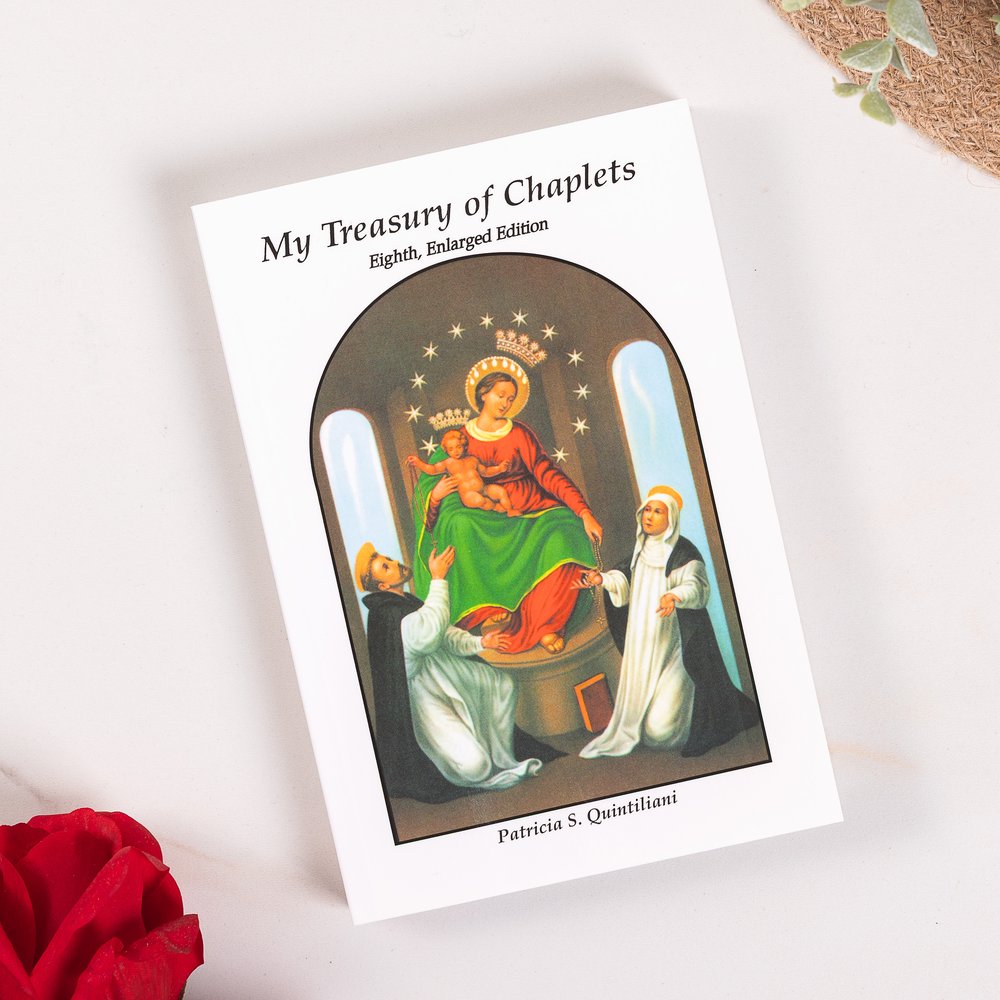 Chaplet prayer book with traditional art print cover.