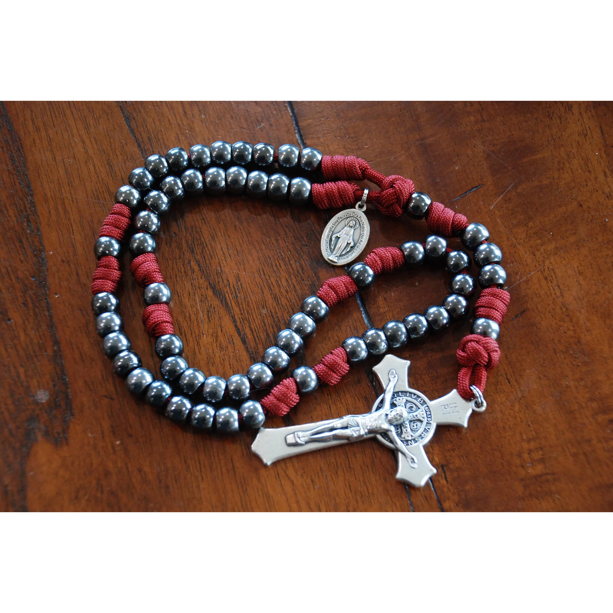 Gunmetal St. Benedict Paracord Rosary - Multiple Colors