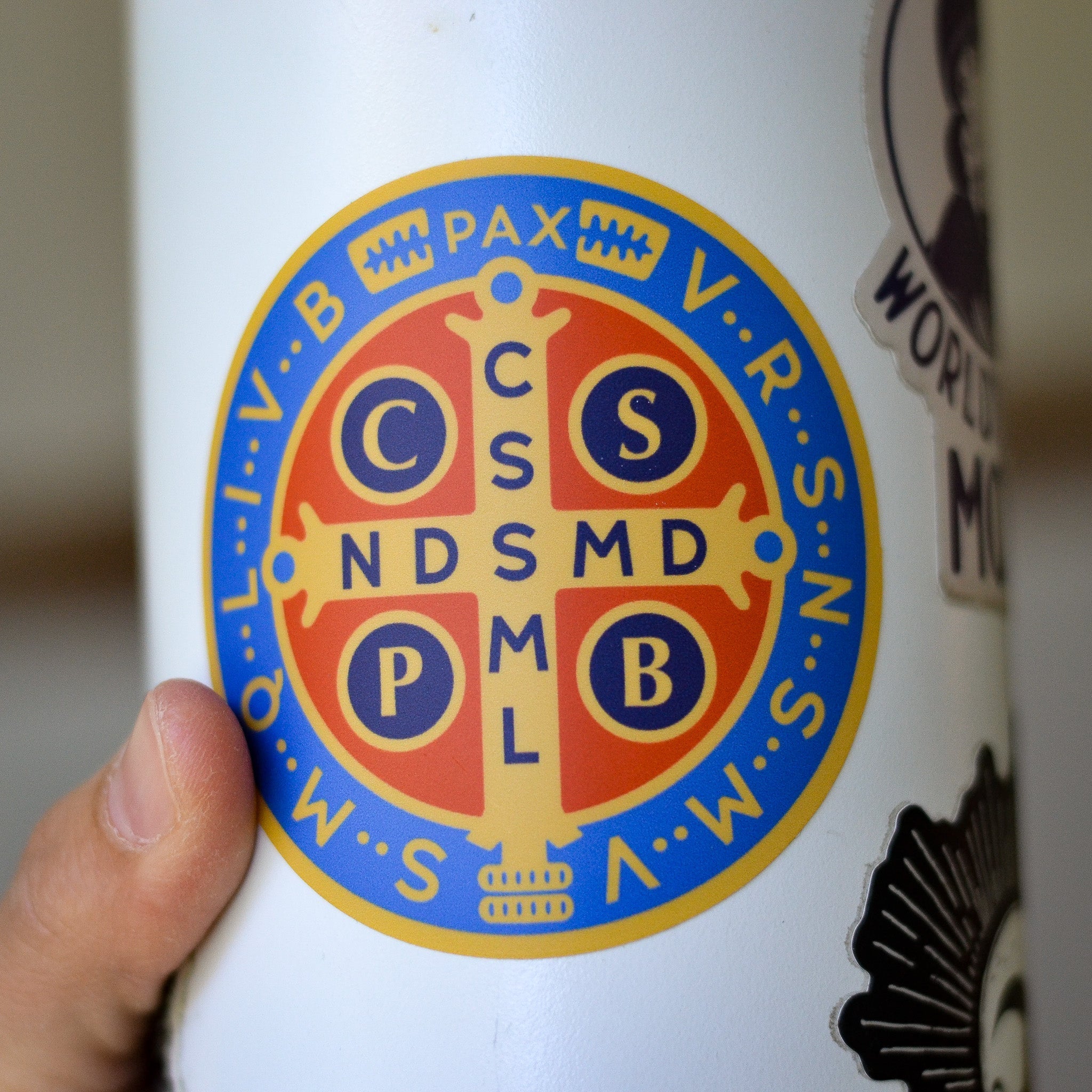 Brightly Colored St. Benedict Vinyl Sticker