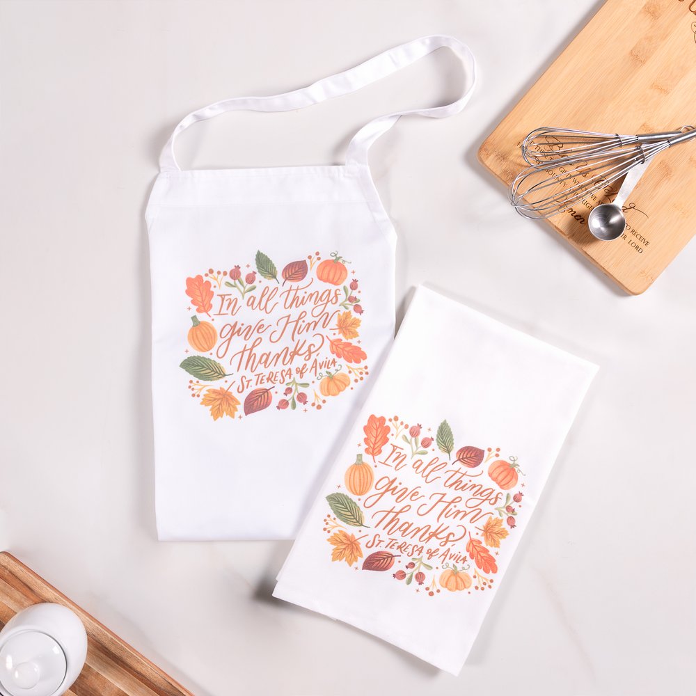 St. Teresa of Avila Give Him Thanks Apron & Dish Towel Gift Set