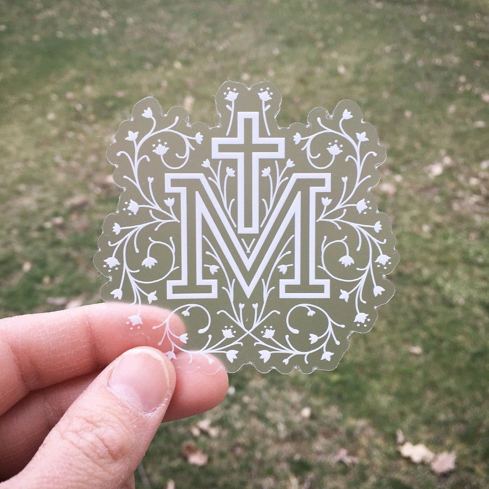Clear Marian Cross Vinyl Sticker | The Catholic Company®