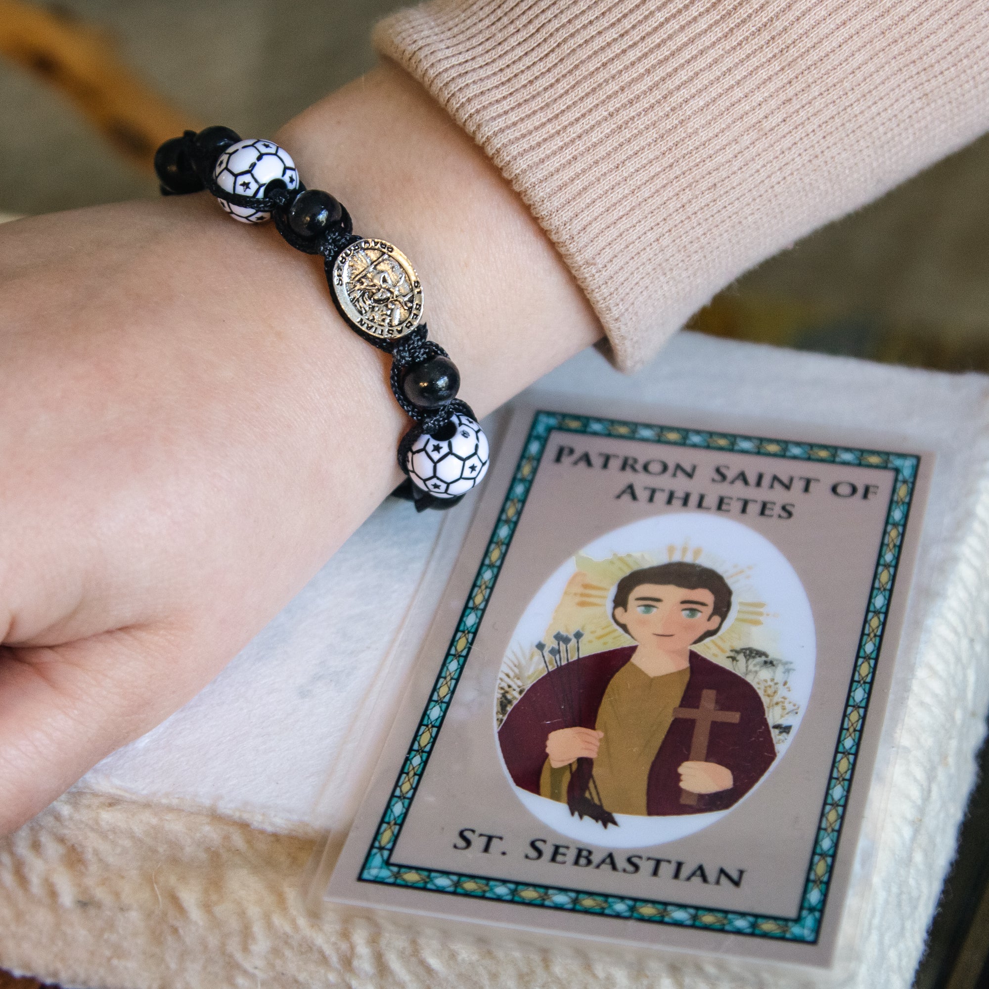St. Sebastian Corded Soccer Bracelet