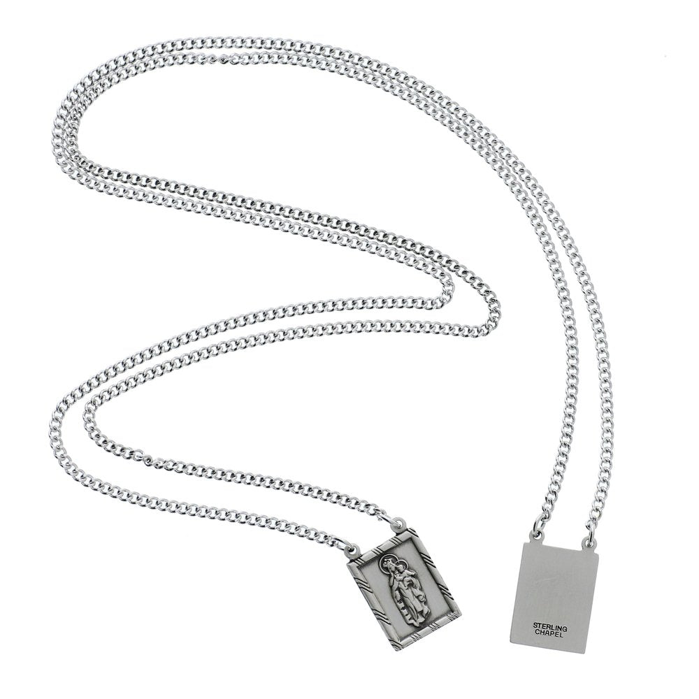Sterling Silver Scapular with 30 inch Chain