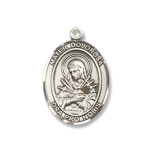 Sterling Silver Mater Dolorosa Pendant w/ Chain