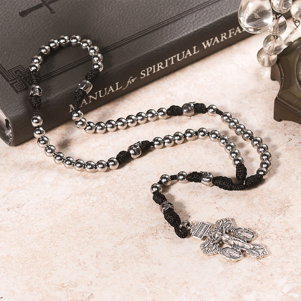 Mini Memento Mori Pardon Crucifix Paracord Rosary | The Catholic