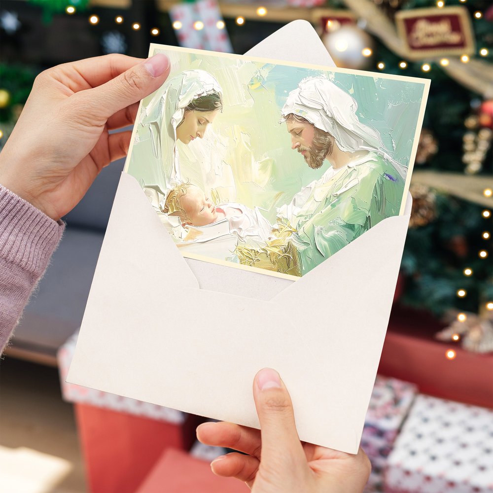 Holy Family Oil Painting Christmas Card - Set of 20