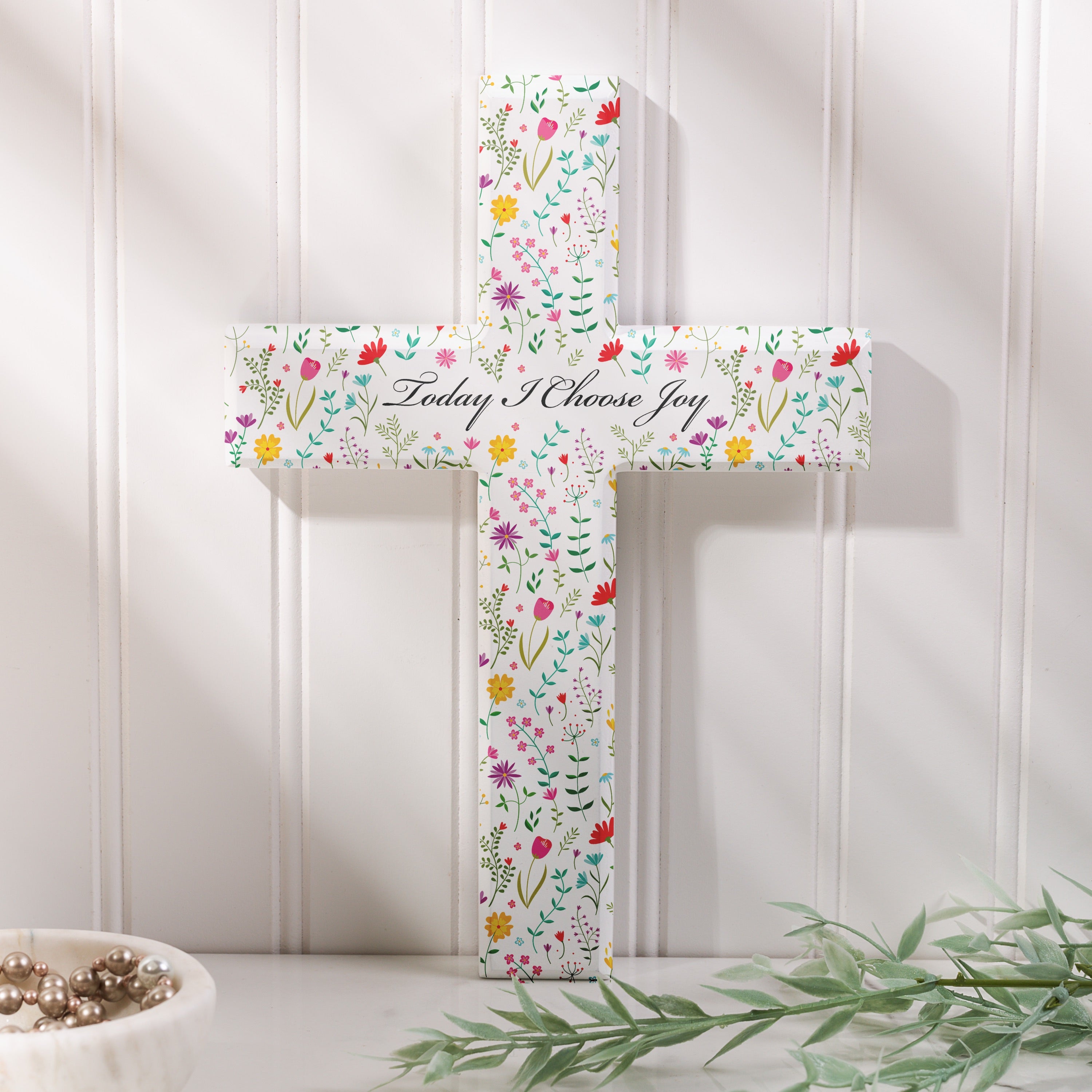 Today I Choose Joy Floral Wall Cross - 10"