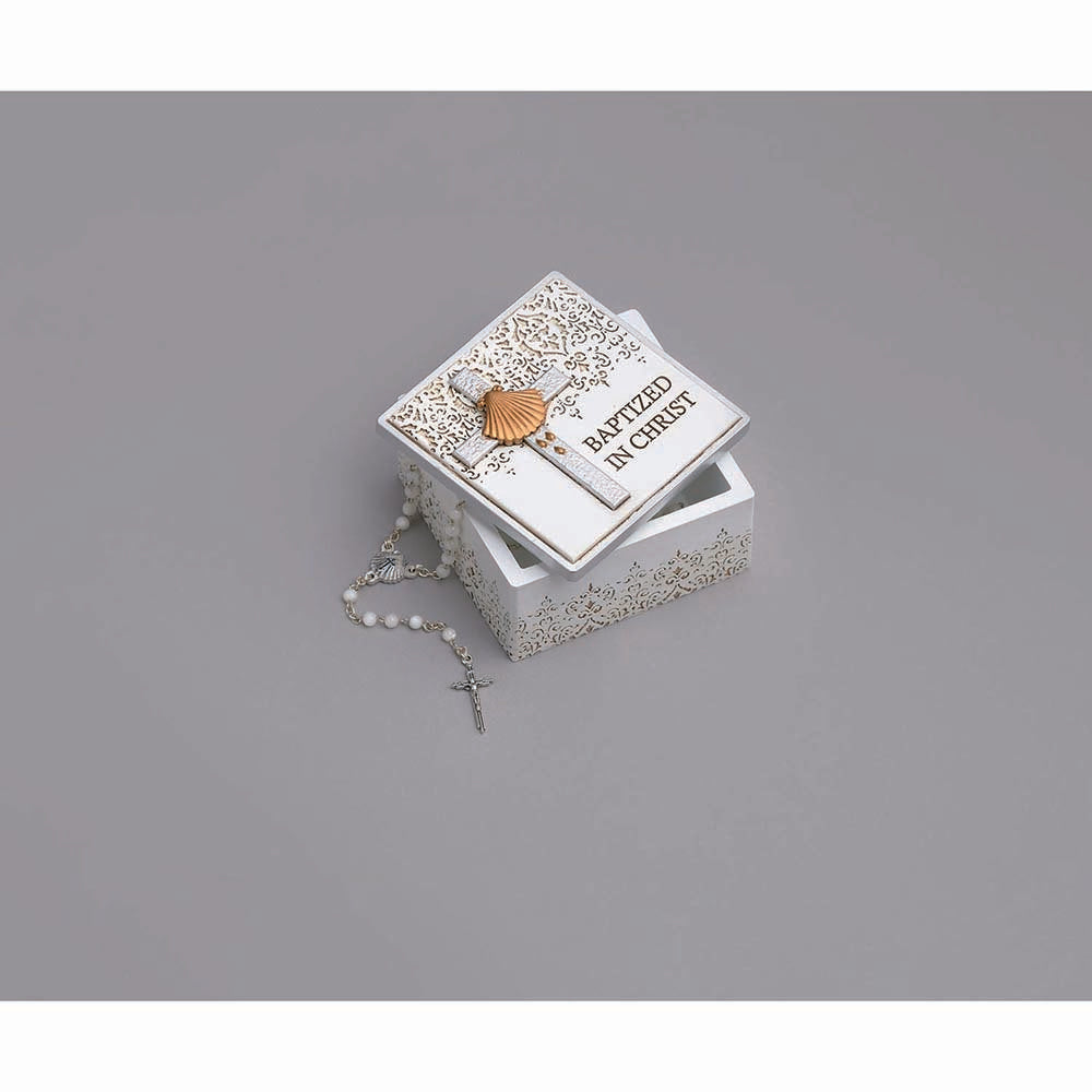 Lace & Scallop Baptism Keepsake Box - 1 .75"
