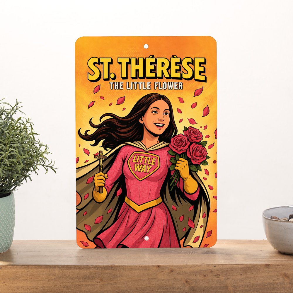 St. Thérèse Superhero Tin Sign