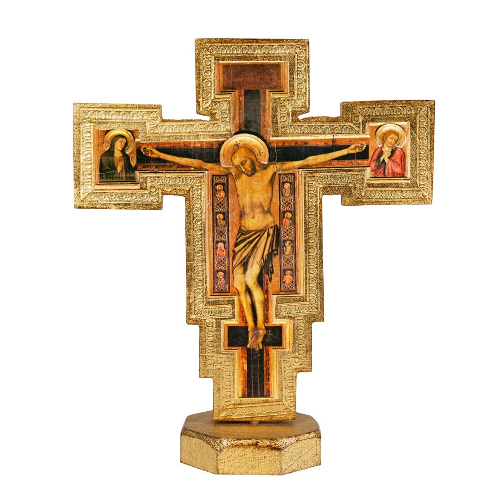 Italian Giotto Crucifix on Octagonal Base