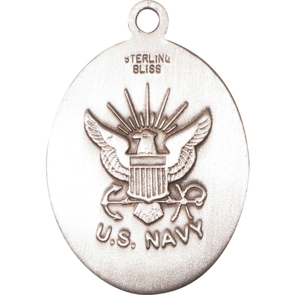 Sterling Silver St. Michael the Archangel Pendant / Navy - 2509152