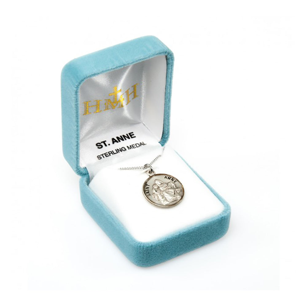 Petite Sterling Round St. Anne Medal Necklace