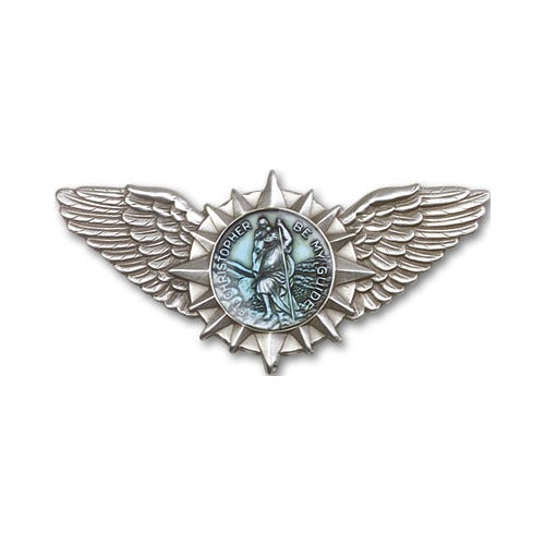 Pewter & Light Blue St. Christopher Wings Visor Clip