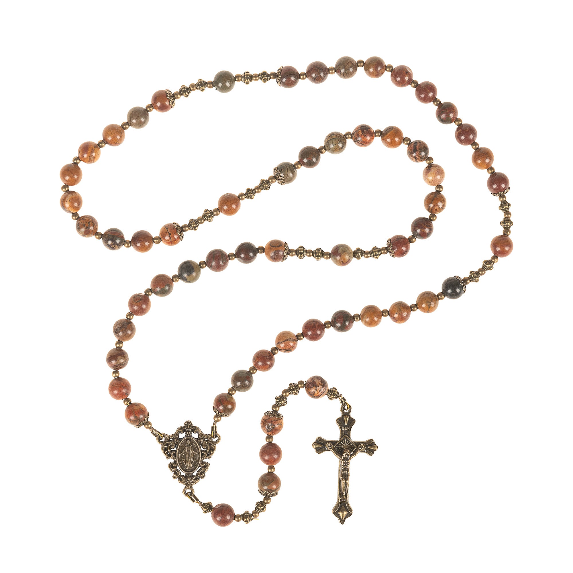 Antique Bronze & Red Turquoise Miraculous Rosary