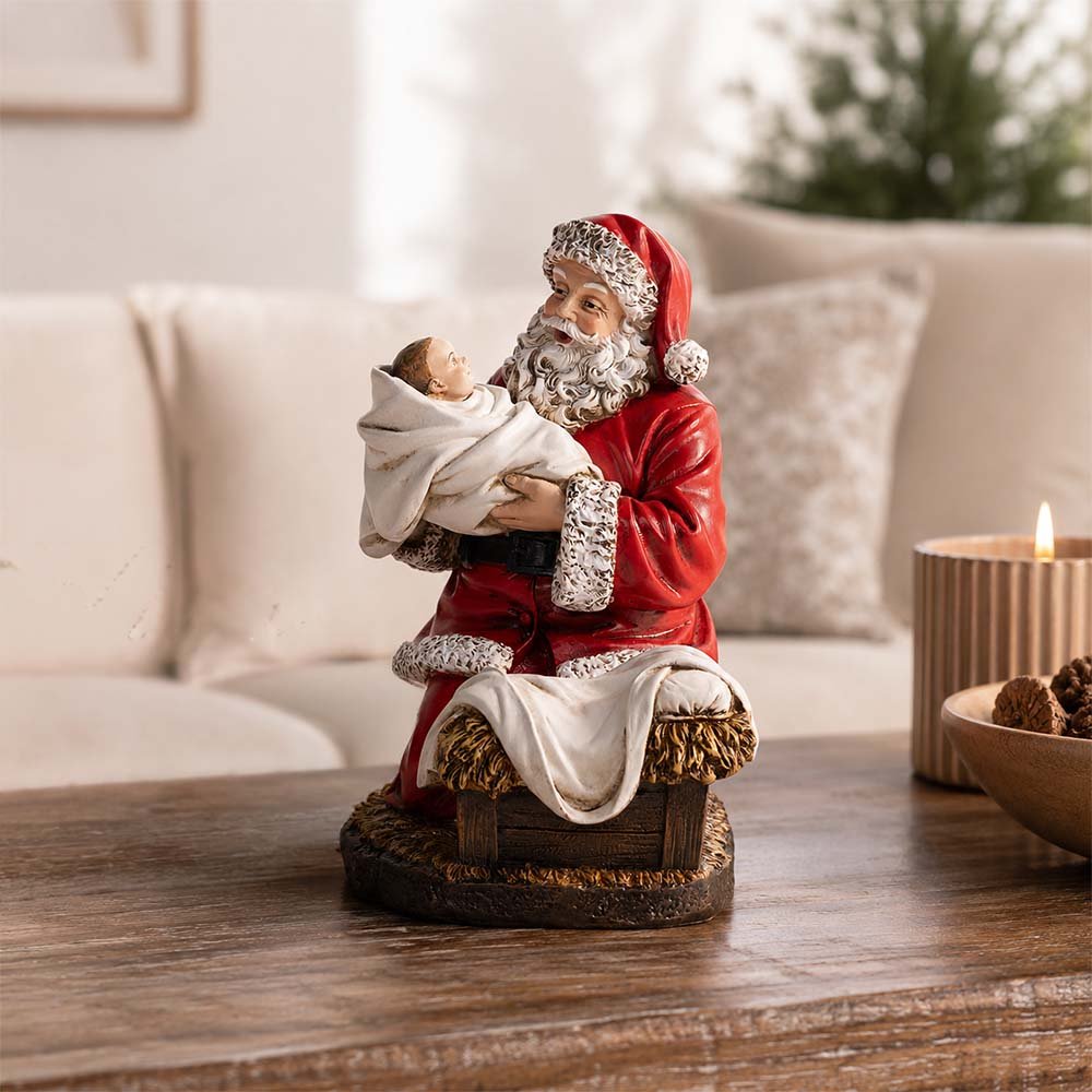 Adoring Santa Nativity Figurine - 9"