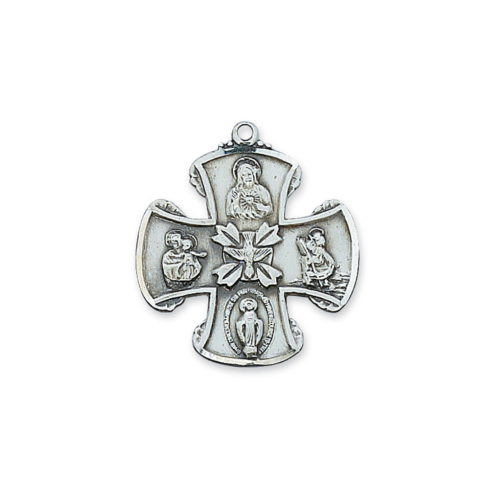 Sterling Silver Four-Way Medal on 24 inch chain - 2003486