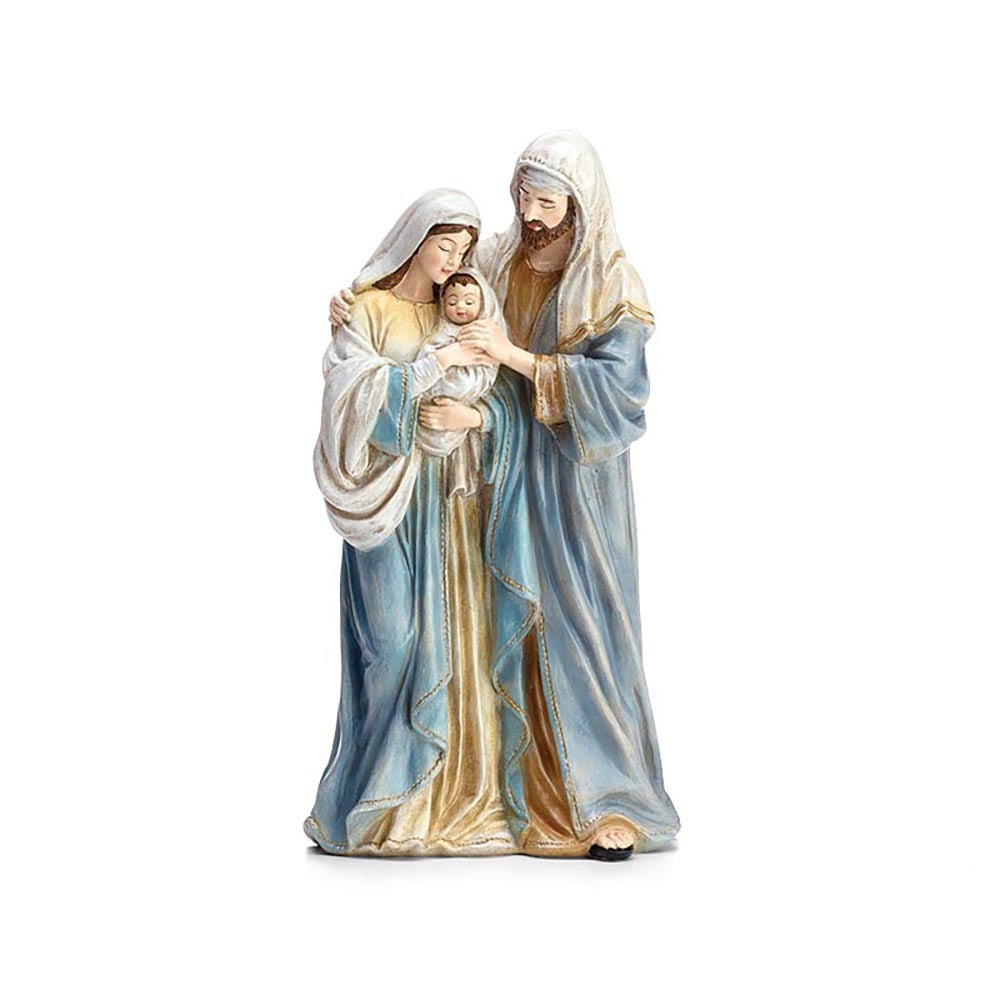 Blue & Gold Standing Holy Family One-Piece Nativity Statue - 11.75"