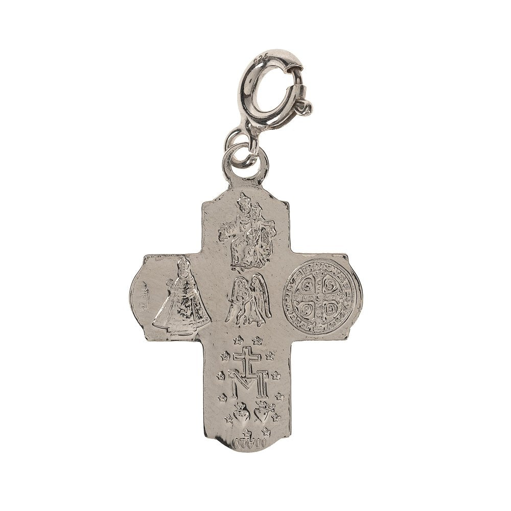 Clip-On Sterling Silver 4-Way Medal Cross