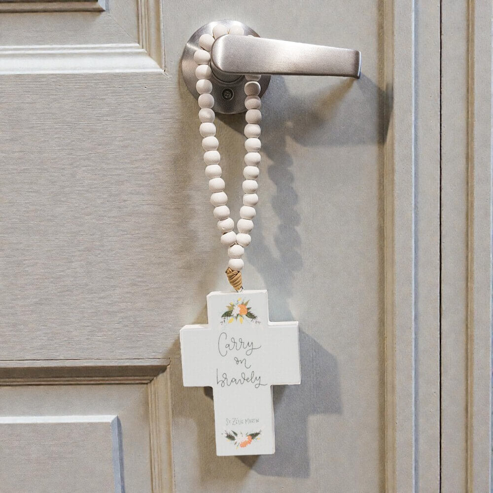 Carry On Bravely St. Zélie Martin Hanging Cross