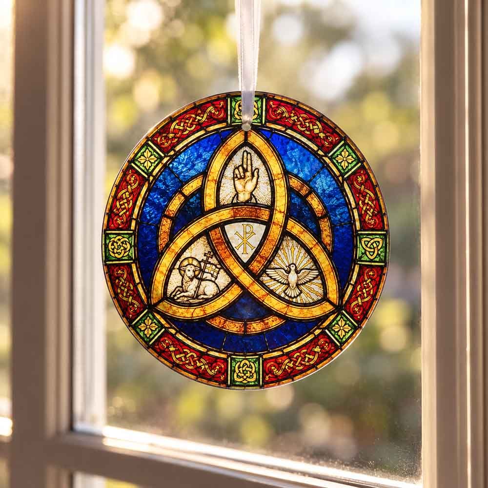 Holy Trinity Knot Stained Glass Suncatcher - 6" (D)