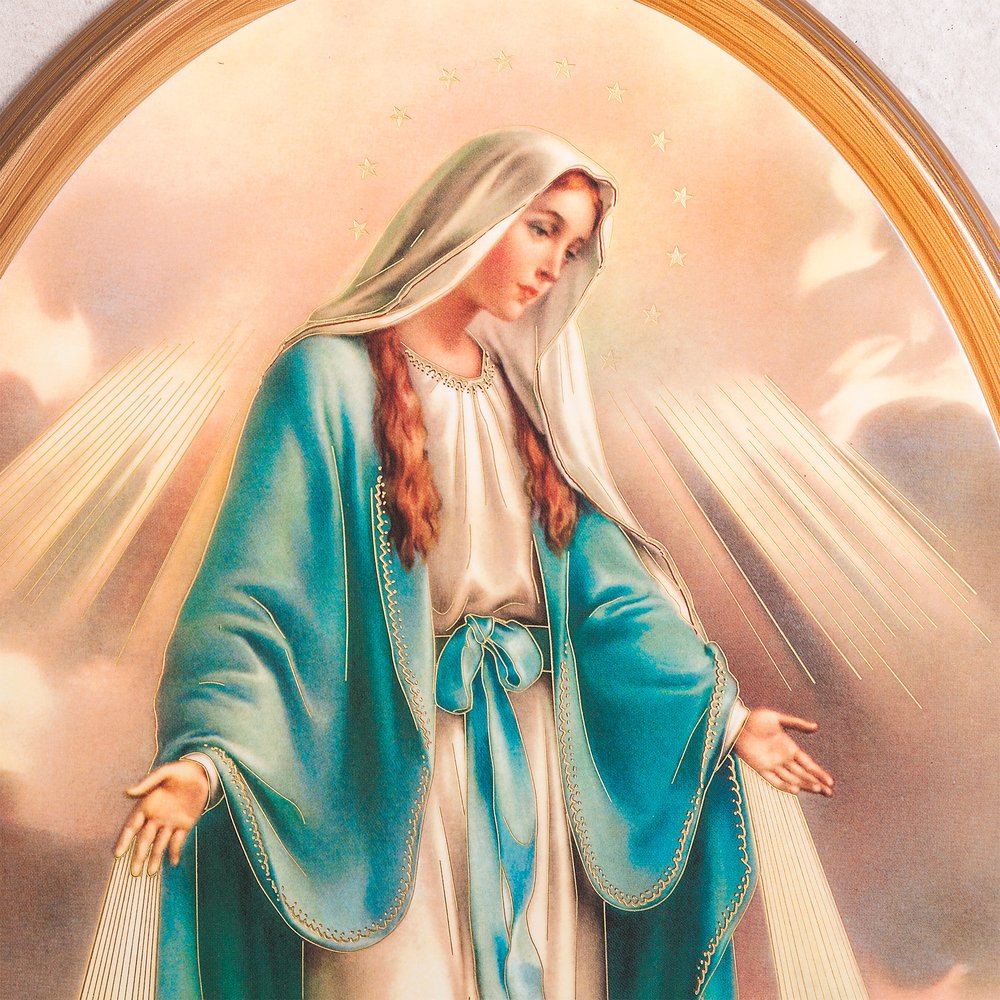 Miraculous Mary Oval Plaque - 17" x 12.6"