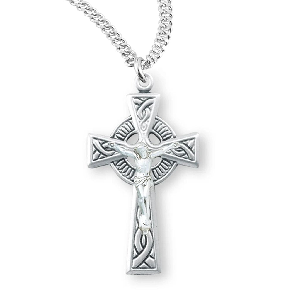 Sterling Silver Irish Celtic Crucifix Necklace
